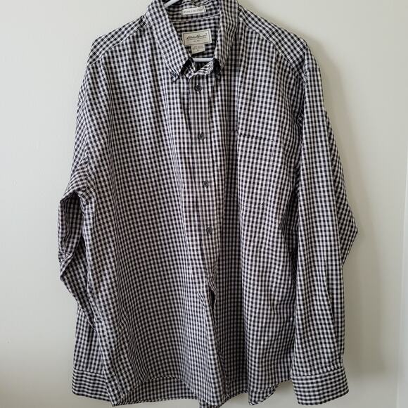 Eddie Bauer Shirt Plaid Pocket Wrinkle Free Button Down 100% Cotton - Picture 1 of 6
